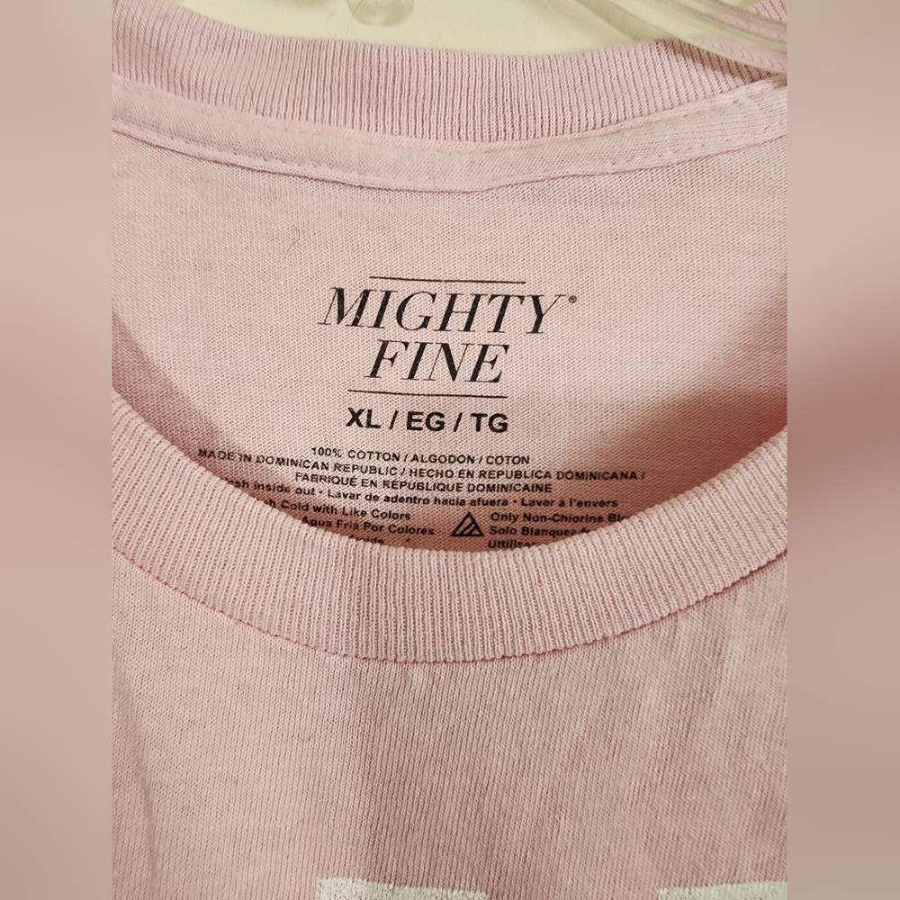 Mighty Fine Pink Checkered Heart Womens Tee - Picture 2 of 3